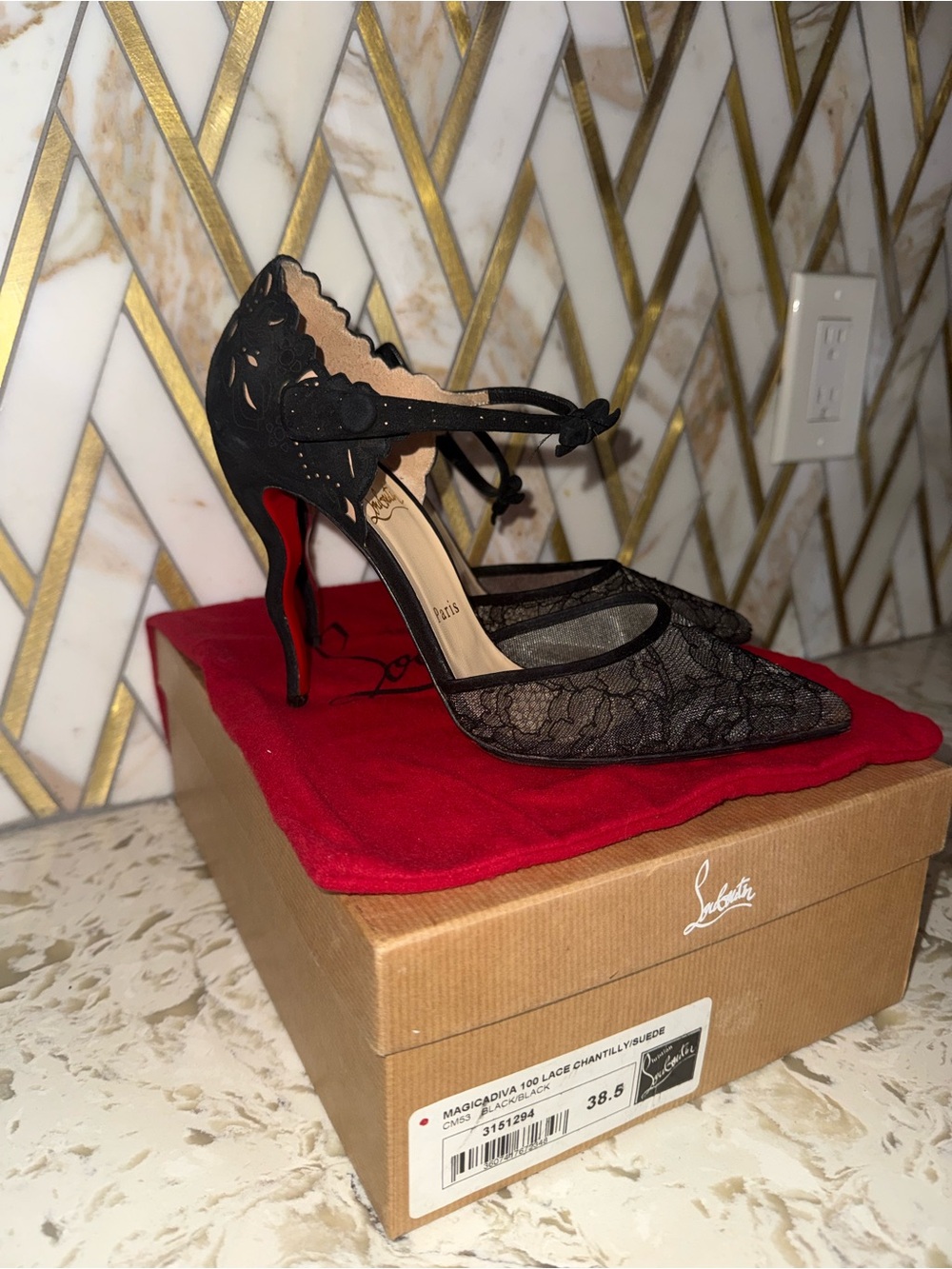 Christian Louboutin Magicadiva 100 Chantilly/Suede Heels